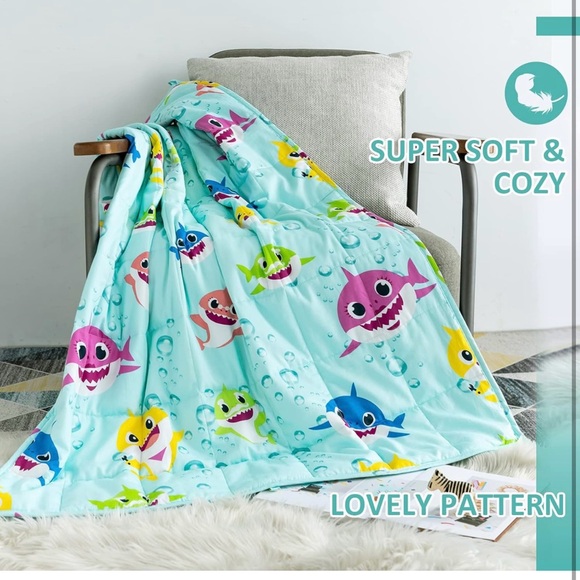 Sivio Weighted Blanket, Cotton Heavy Blanket, Little Shark Weighted Blanket 3 lb - Picture 4 of 5